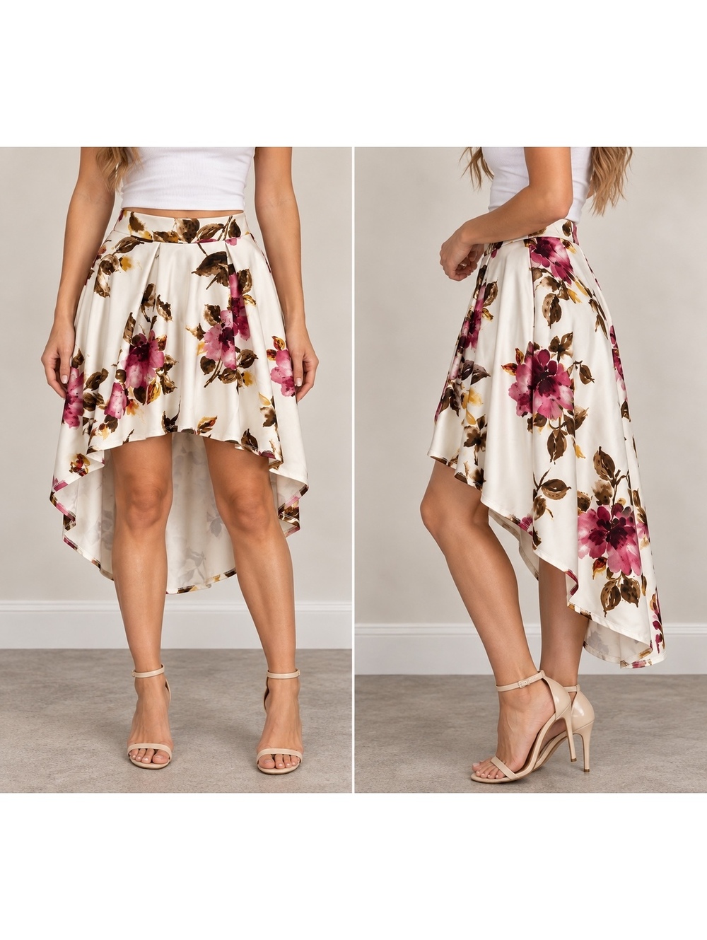 Windsor Women’s XS Floral High-Low Asymmetrical high waisted Skirt